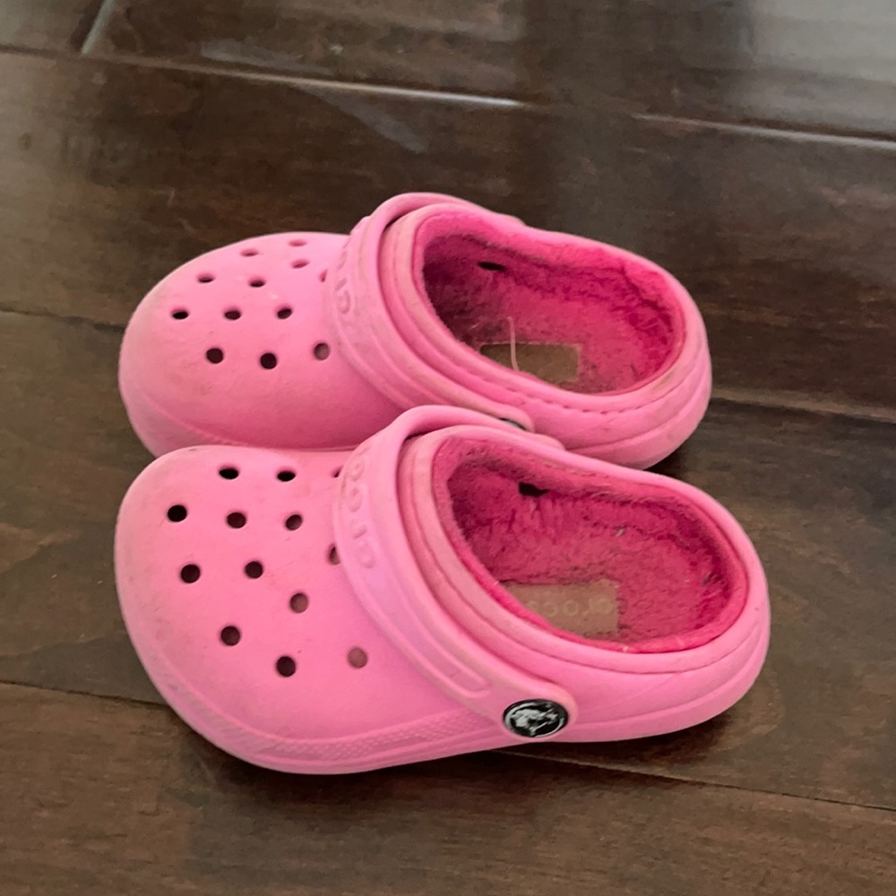 Pink lined Crocs